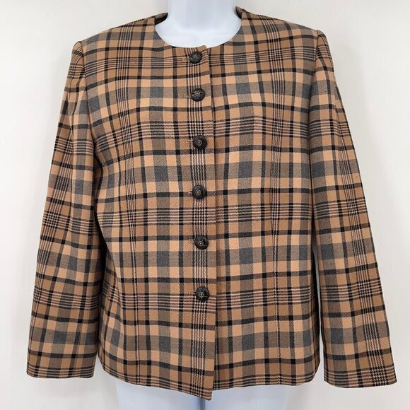 Pendleton Women's Petite 100% Virgin Wool Plaid Blazer - Picture 1 of 12